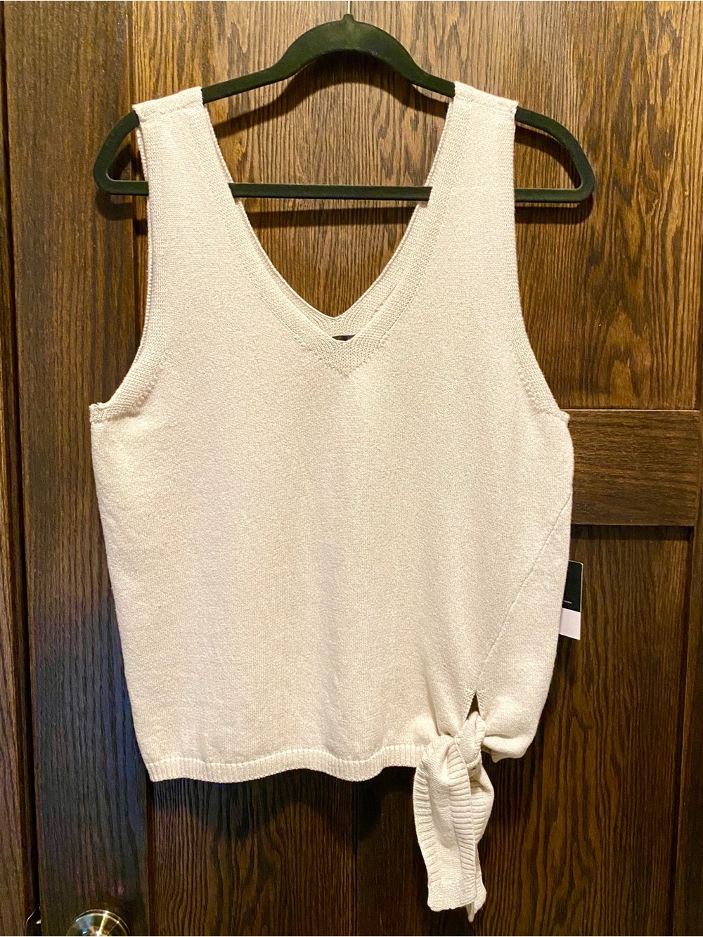 Simply Vera Vera Wang Cream V-Neck Knit Tank with Side Tie
